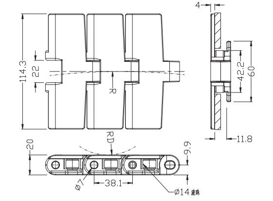 AstRT114 Plastic Flat Top Belt