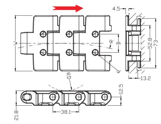 Ast880W Plastic Flat Top Belt