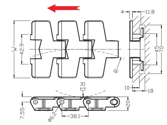 Ast880TABO Plastic Flat Top Belt