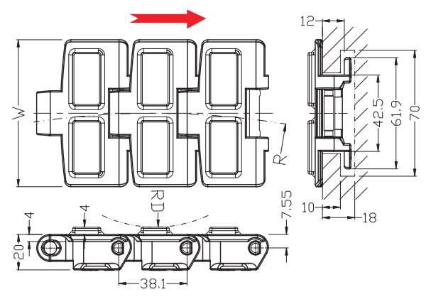 Ast880TAB-3 Plastic Flat Top Belt