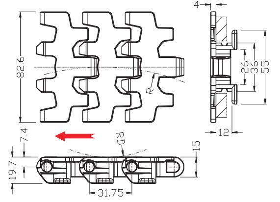 Ast826 Plastic Flat Top Belt